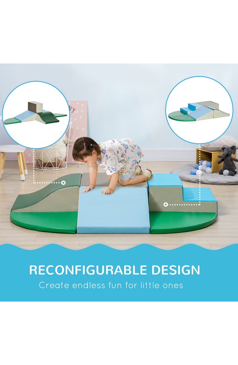 Qaba 6-Pieces Foam Climbing Blocks for Toddlers, Soft Play Set for Climb and Crawl, Alternate, color, Contemporary