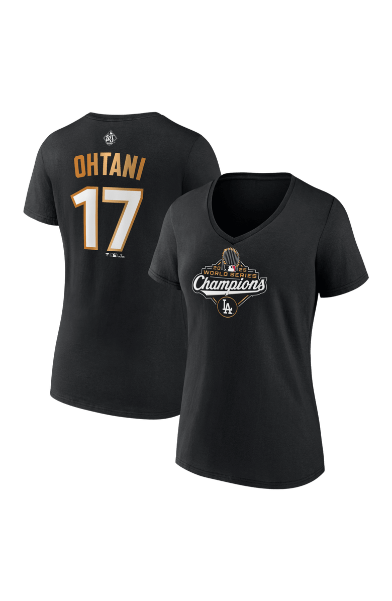 FANATICS Women's Fanatics Shohei Ohtani Black Los Angeles Dodgers 2025 World Series Champions Plus Size Name & Number T-Shirt, Main, color, Black
