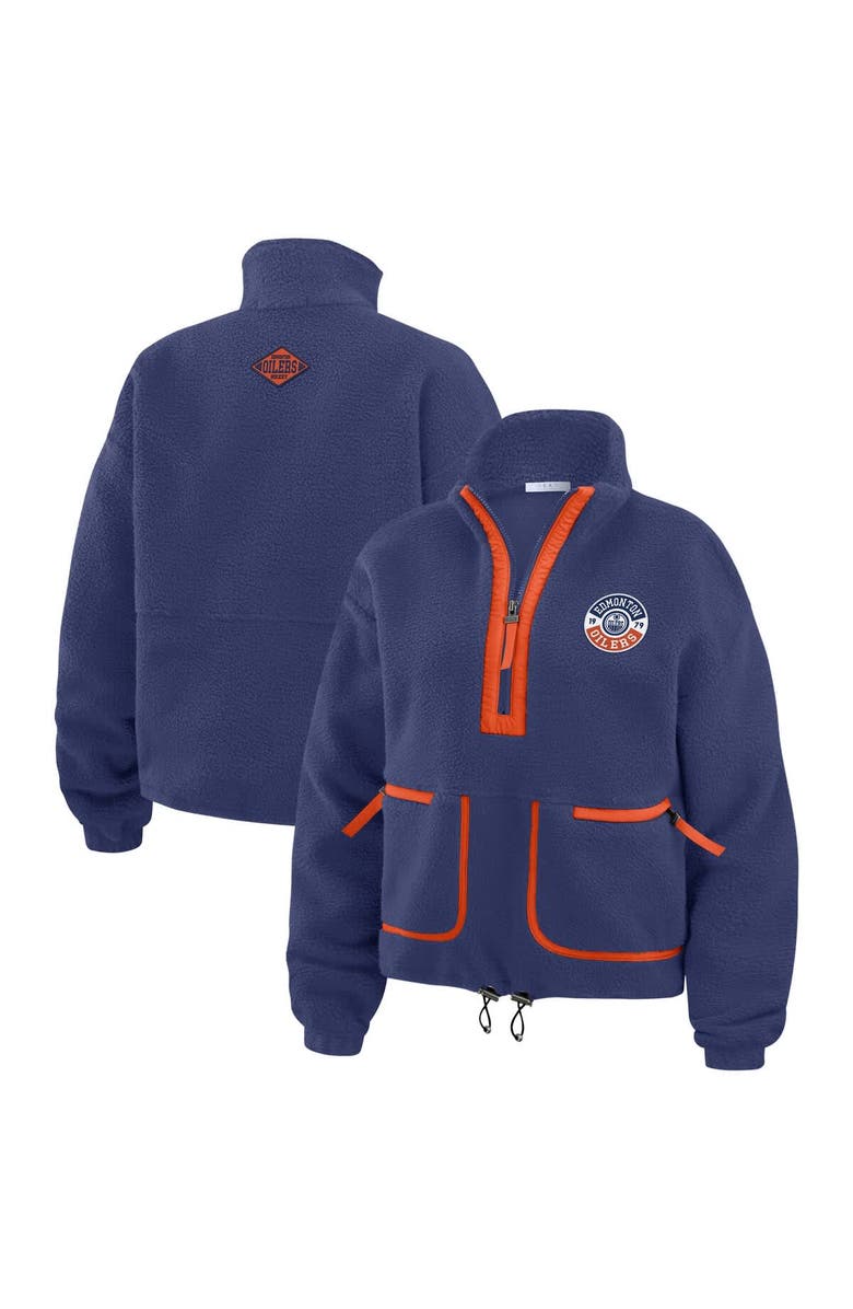 WEAR by Erin Andrews Women's WEAR by Erin Andrews  Royal Edmonton Oilers Polar Fleece Half-Zip Jacket, Main, color, Royal