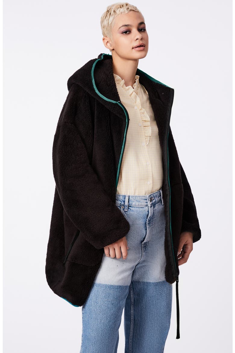 Out For A Stroll Hooded Fleece Jacket, Alternate, color, BLACK