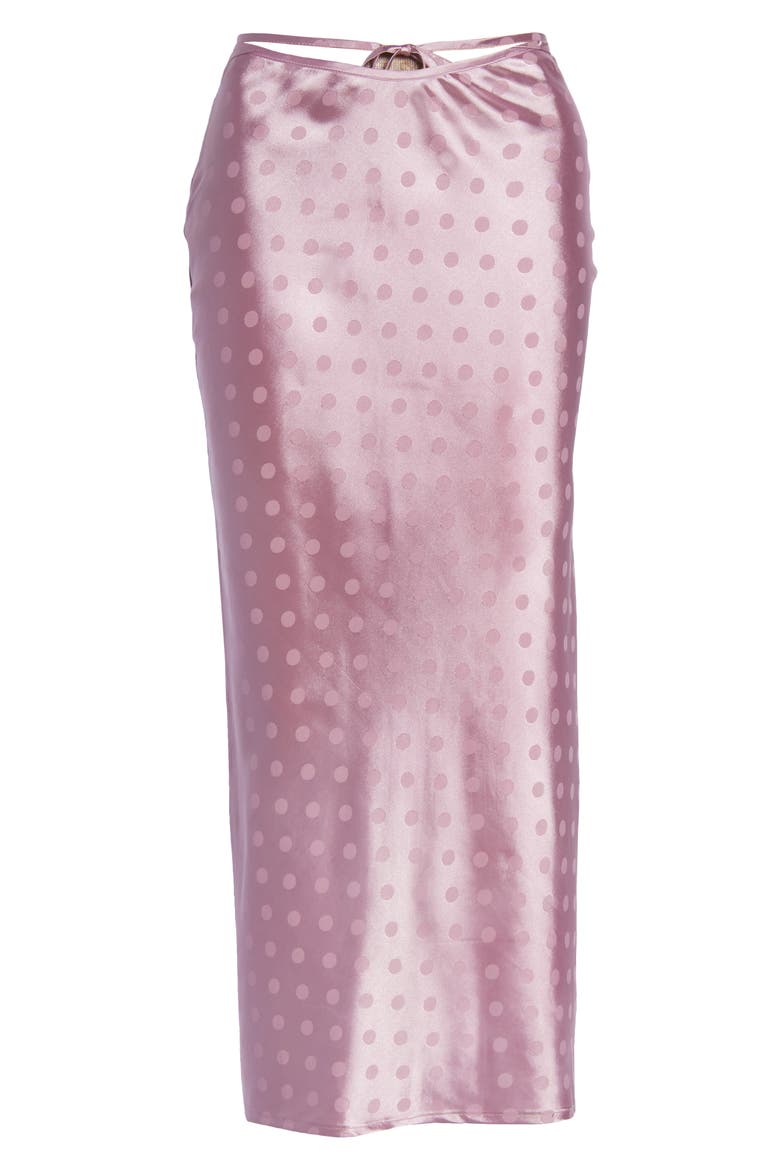 Ivy Polka Dot Satin Jacquard Midi Skirt, Alternate, color, LAVENDER