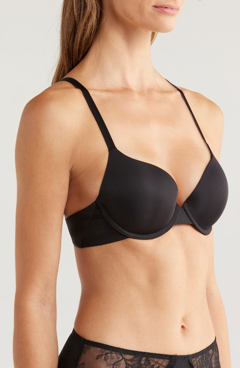 Simone Perele Essentiel Padded Underwire Plunge Bra, Alternate, color, Black
