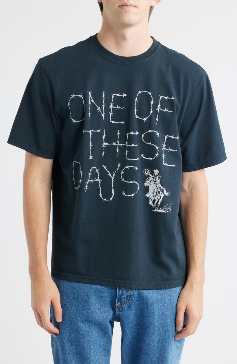 ONE OF THESE DAYS Barbed Graphic T-Shirt, Main, color, Hard Washed Black