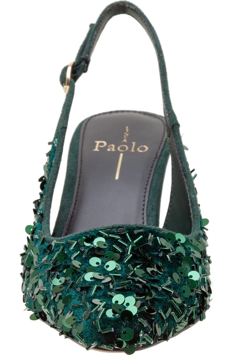 Linea Paolo Cosmo Beaded Pointed Toe Slingback Pump, Alternate, color, Green