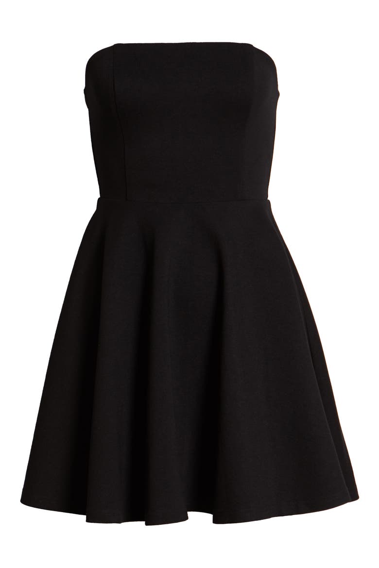 About a Twirl Strapless Skater Dress, Alternate, color, BLACK
