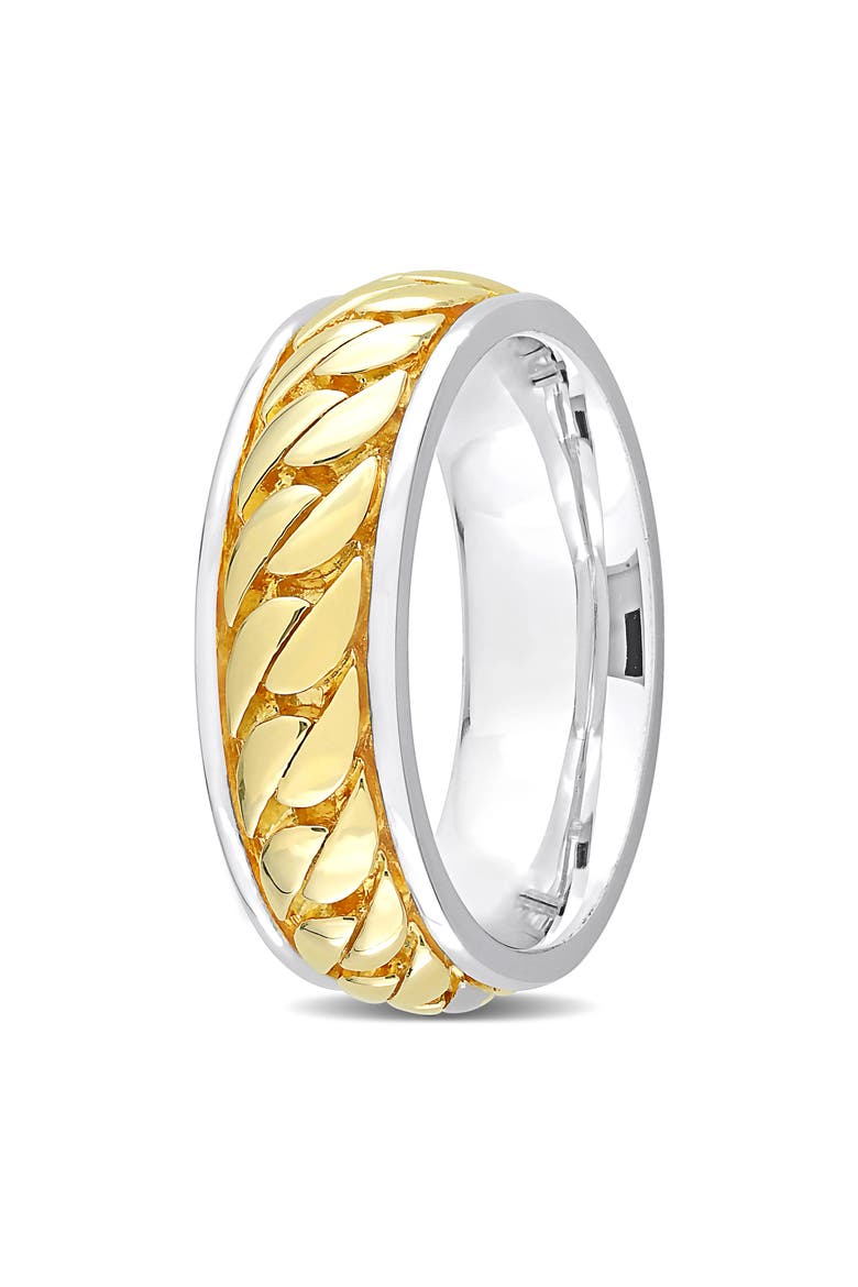 Sterling Silver Chain Link Ring, Alternate, color, YELLOW/SILVER