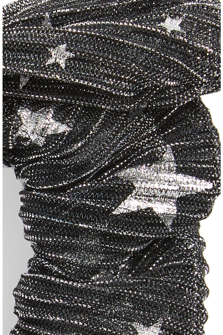 Foil Print Bunny Scrunchie, Alternate, color, BLACK/ SILVER