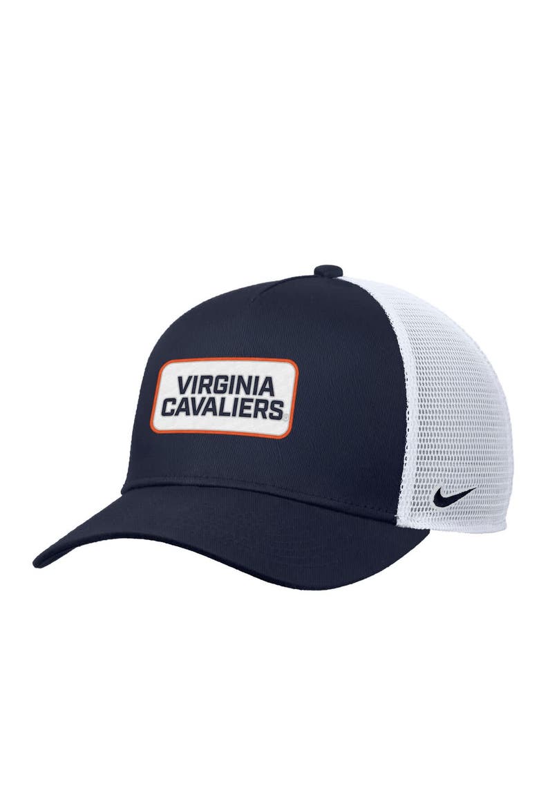 Men's Nike Navy Virginia Cavaliers 2025 On-Field Rise Trucker Performance Adjustable Hat, Main, color, Navy