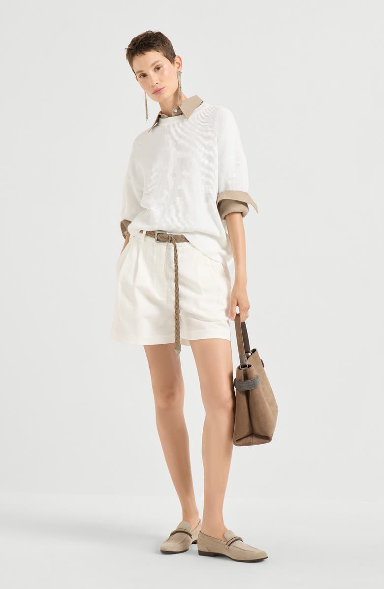 Brunello Cucinelli Stretch poplin shirt, Alternate, color, Beige