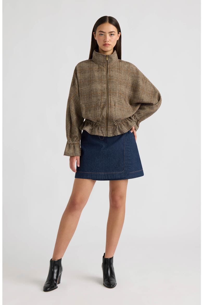Brushed Plaid Dolman Jacket, Alternate, color, BROWN PLAID