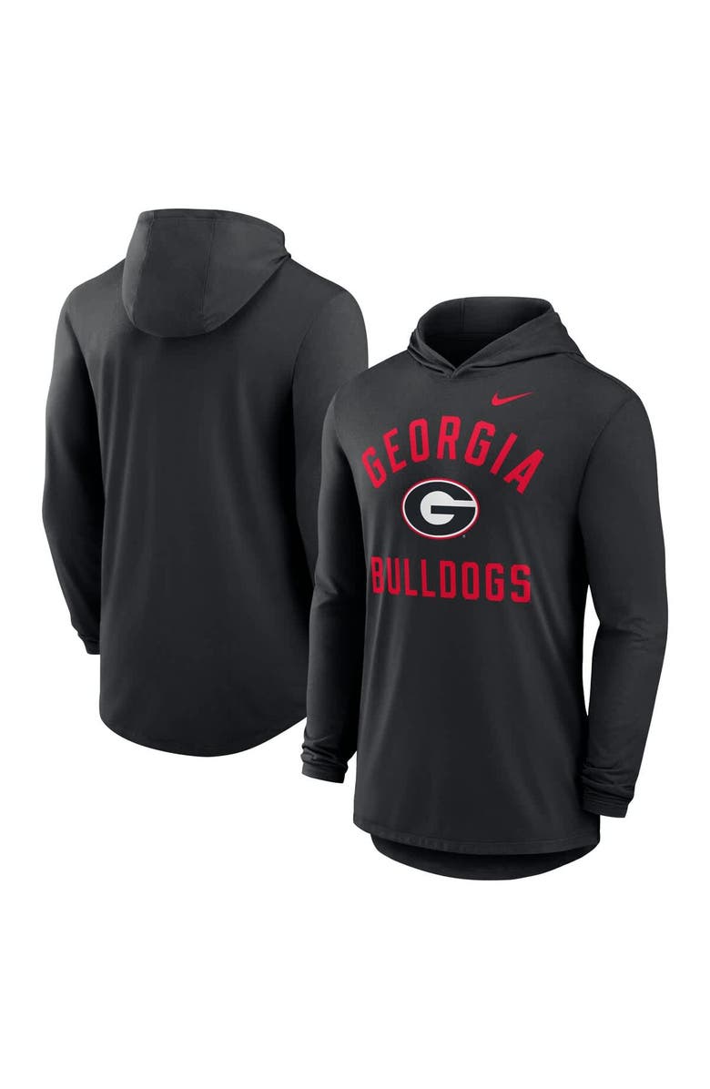 Nike Men's Nike Black Georgia Bulldogs Classic Arch Tri-Blend Performance Long Sleeve Hoodie T-Shirt, Alternate, color, Black