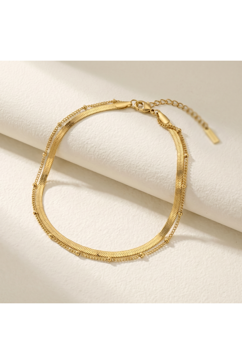 Stefanie Anklet 18k Gold Plated 9.25" with 1.5" Extender, Alternate, color, 18k Yellow Gold