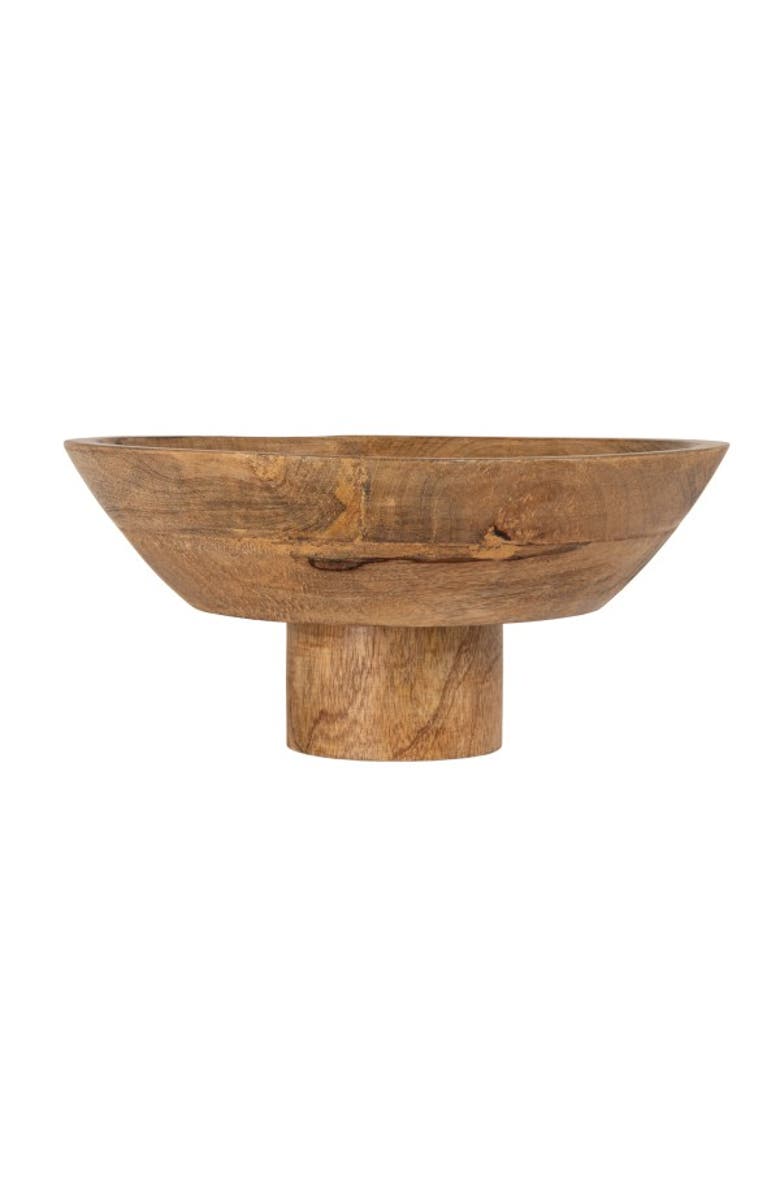 Storied Home Mango Wood Footed Bowl, Natural, Alternate, color, Natural