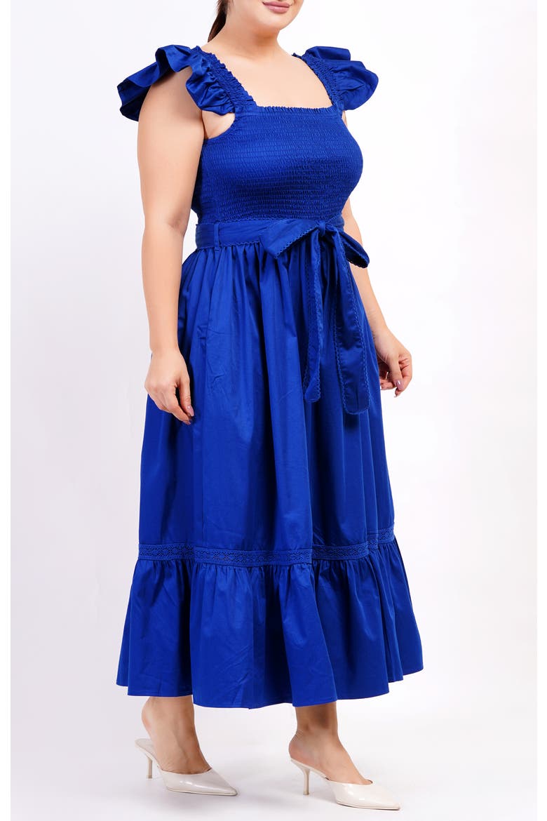 Ivanna A-Line Smocked Midi Dress, Alternate, color, Blue