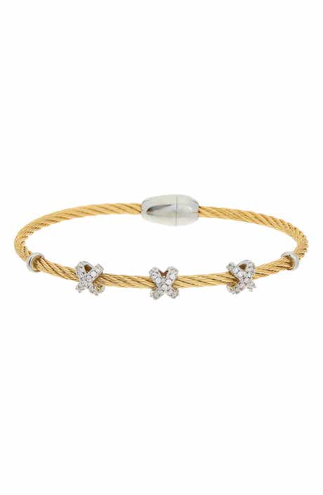 Juvell Two-Tone Cubic Zirconia Station Bangle Bracelet