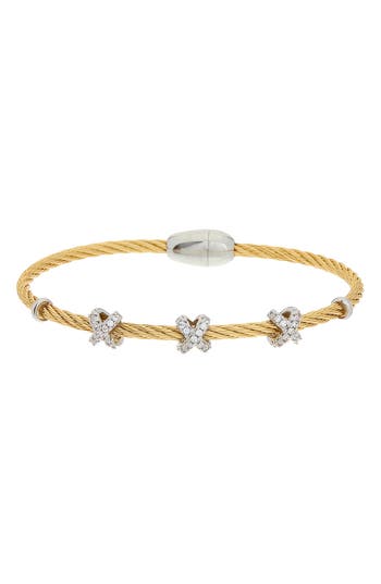Juvell Two-tone Cubic Zirconia Station Bangle Bracelet