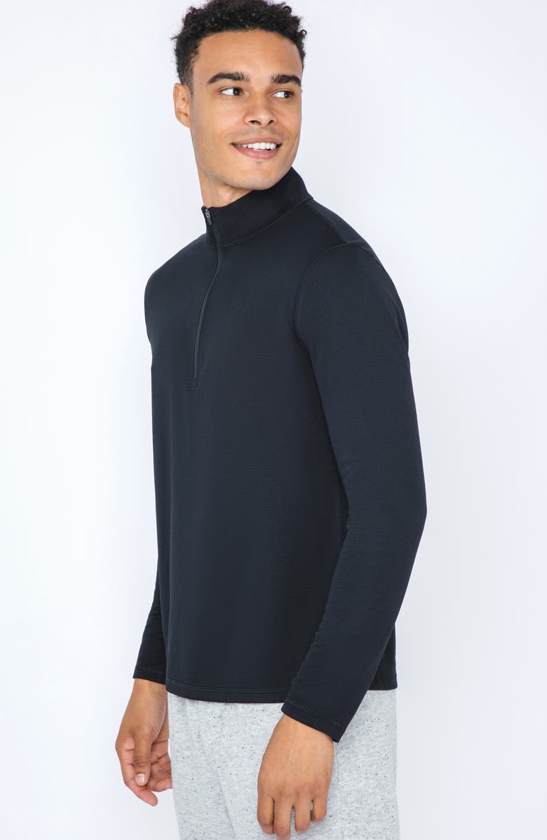 90 DEGREE BY REFLEX Half Zip Long Sleeve Top, Alternate, color, Black