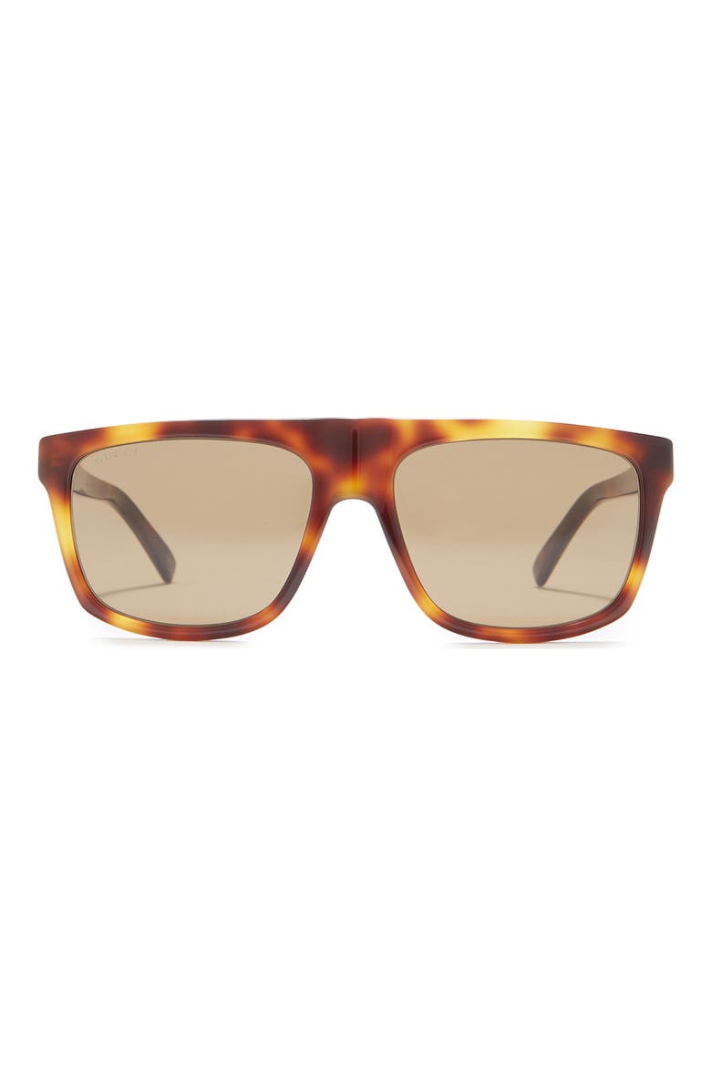 57mm Modified Square Sunglasses, Main, color, HAVANA RUTHENIUM BROWN