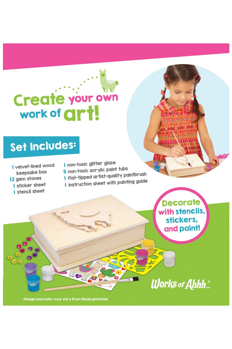 Llama Keepsake Box Wood Craft Kit, Alternate, color, Multicolor