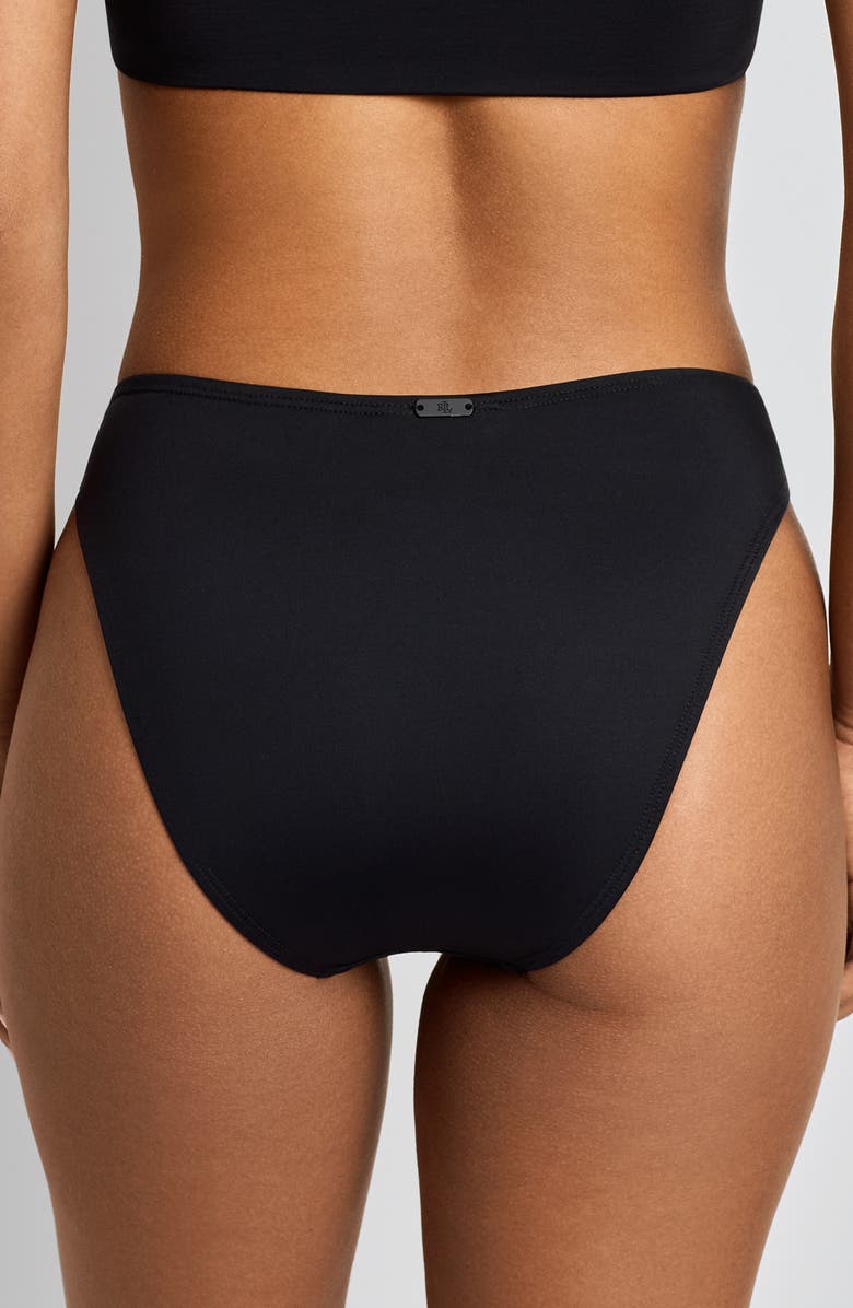 Lauren Ralph Lauren High Leg Bikini Bottoms, Alternate, color, Black
