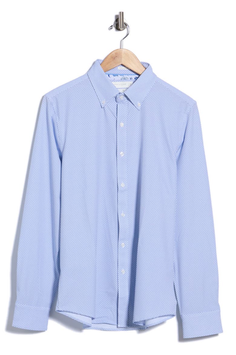 Geo Tech Long Sleeve Button-Down Shirt, Alternate, color, BLUE
