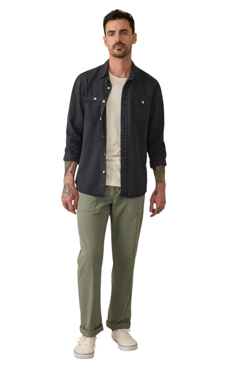 Faherty The Tried & True Lyocell & Linen Chambray Button-Up Shirt, Alternate, color, Durango Black