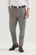 Brunello Cucinelli Cotton chevron trousers with zipped pocket