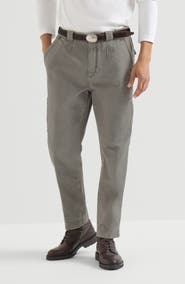 Brunello Cucinelli Cotton chevron trousers with zipped pocket