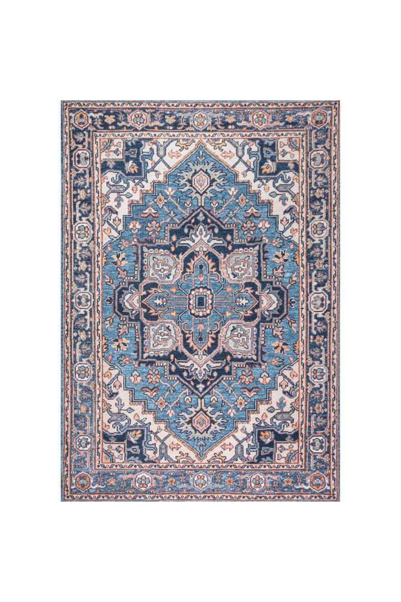 Cirali Ornate Large Medallion Machine-Washable Area Rug, Alternate, color, Blue/Beige