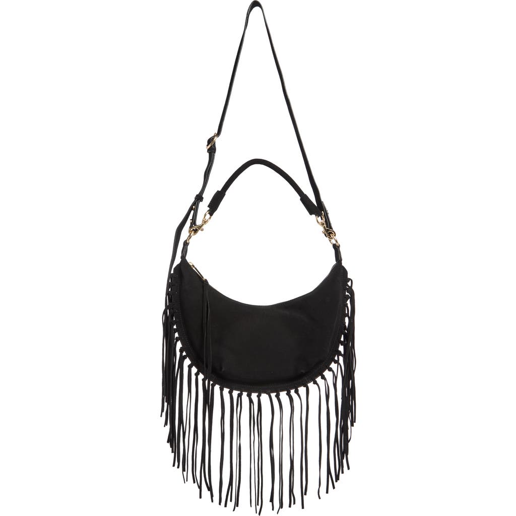 Rebecca Minkoff Darren Slim Fringe Suede Crossbody Bag In Black