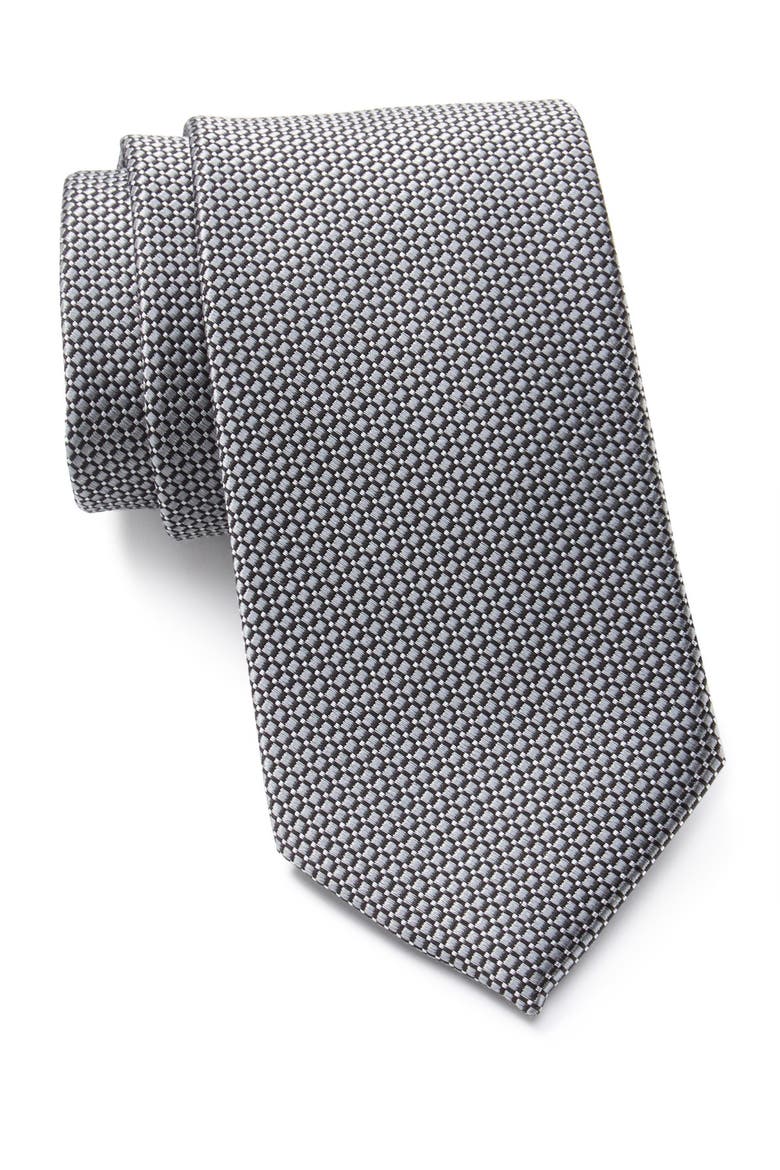 Frazier Mini Silk Tie, Main, color, SILVER