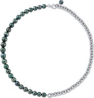 The Pearl Source 8-9mm Logan Black Tahitian Baroque Pearls & Chain Necklace