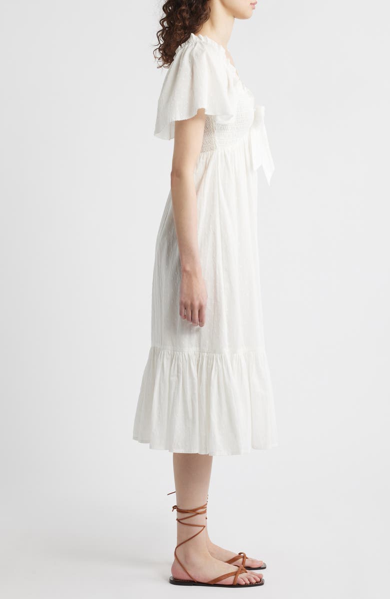 Cleobella Ashlyn Organic Cotton Dobby Midi Dress, Alternate, color, Ivory