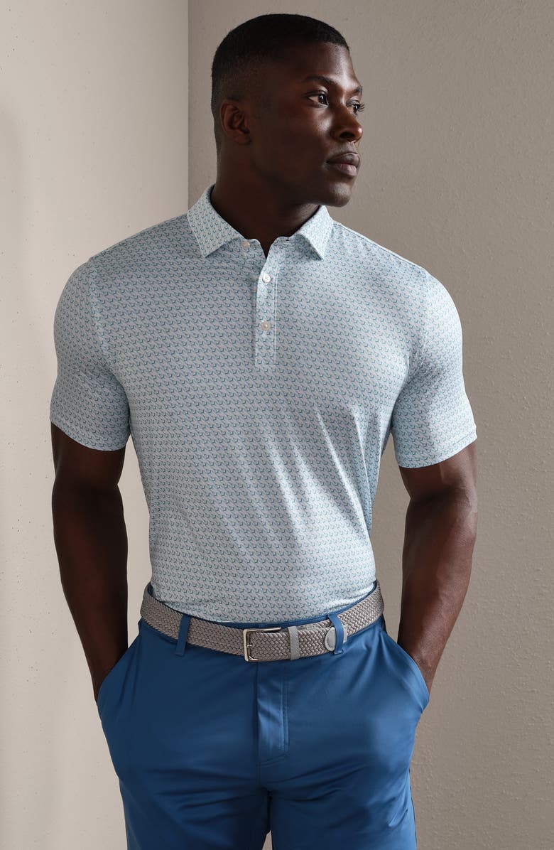 Rhone Drive Time Performance Polo, Alternate, color, Cool Mint Diamond Geo