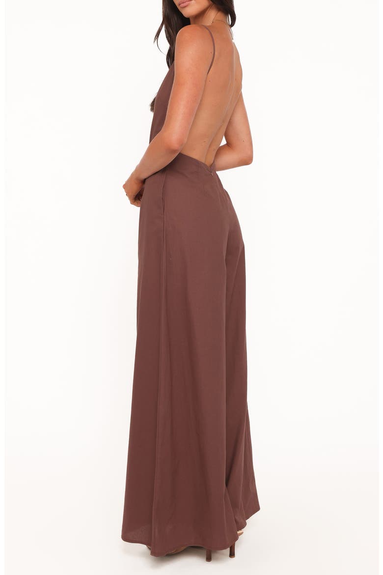 Ophilia Open Back Jumpsuit, Alternate, color, DARK BROWN