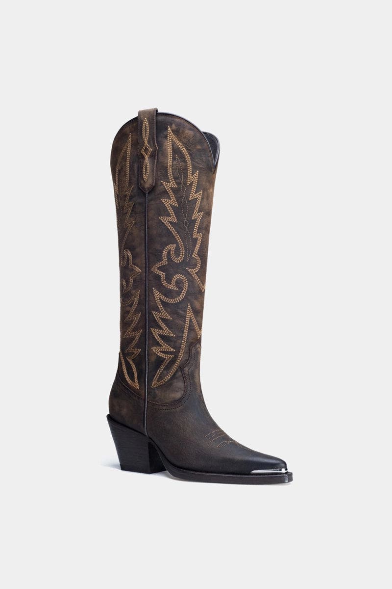 Women's Western Fashion Leather Boots Gilia, Main, color, Brown