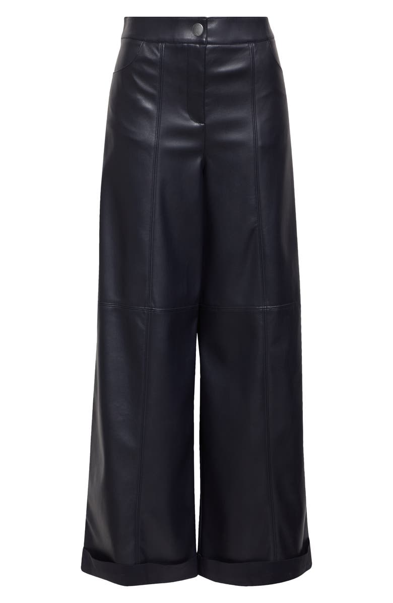 MM by Max Mara Marina Faux Leather Wide Leg Pants, Alternate, color, Navy