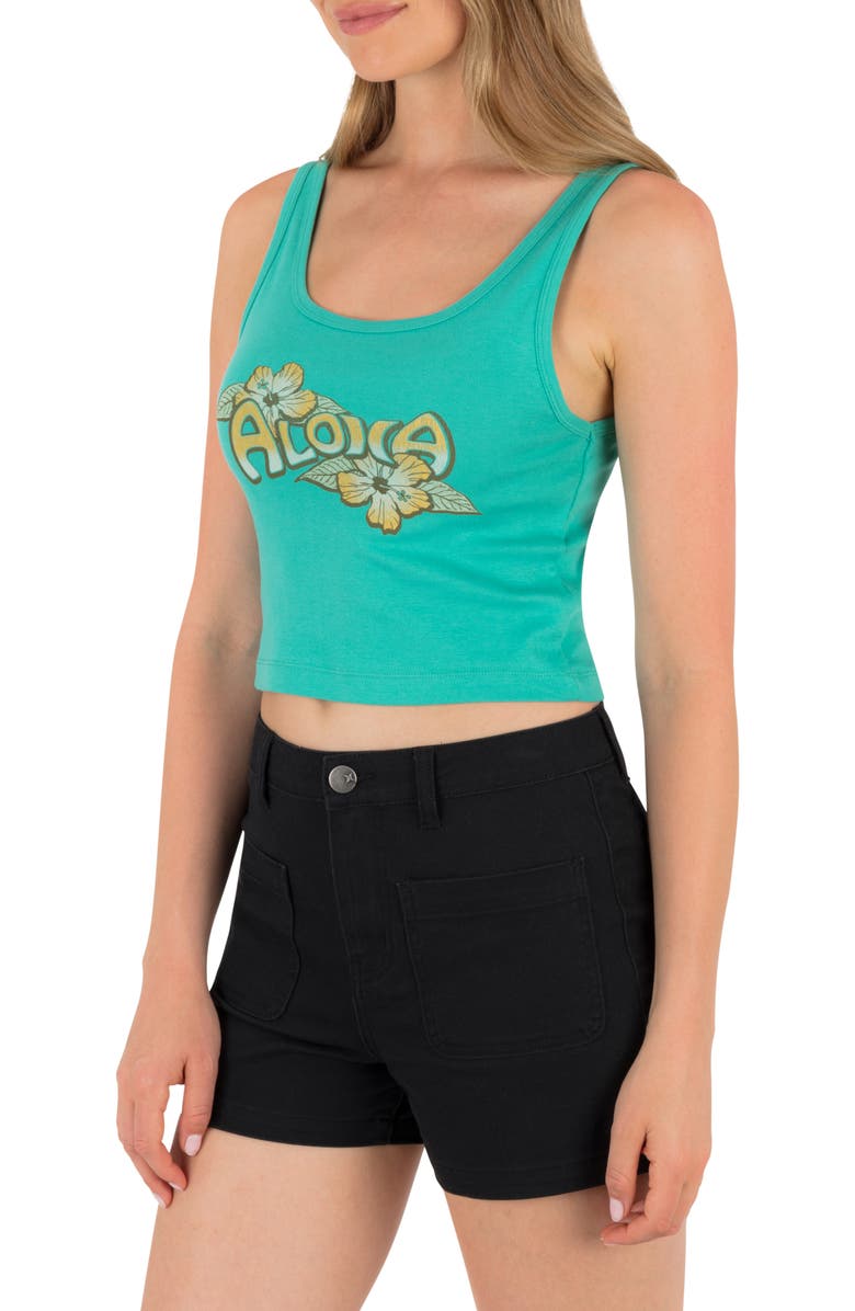 Hurley Aloha Scoop Neck Crop Tank, Alternate, color, Water Garden