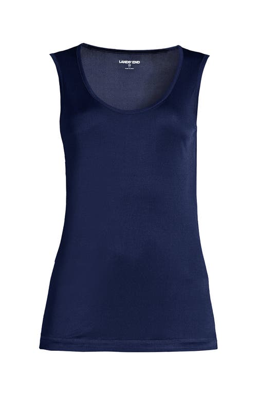 Lands' End Petite Silk Interlock Thermal Long Underwear Base Layer Tank Top In Blue