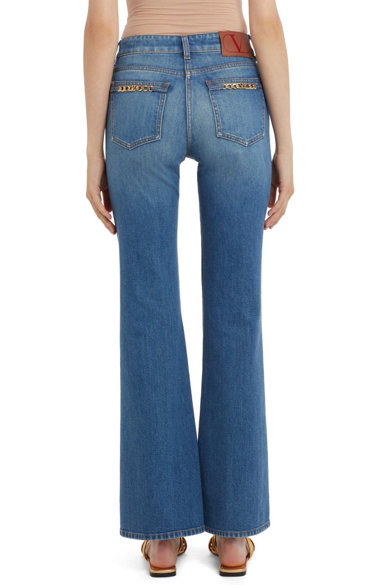 Valentino Garavani VLOGO Chain Detail Stretch Denim Bootcut Jeans, Alternate, color, 