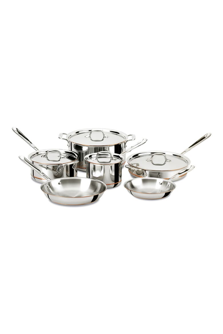Copper Core 10-Piece Cookware Set, Main, color, STAINLESS STEEL