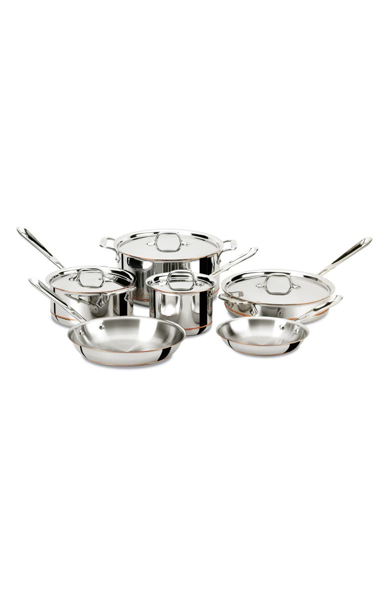 All-Clad Copper Core 10-Piece Cookware Set, Main, color, Stainless Steel