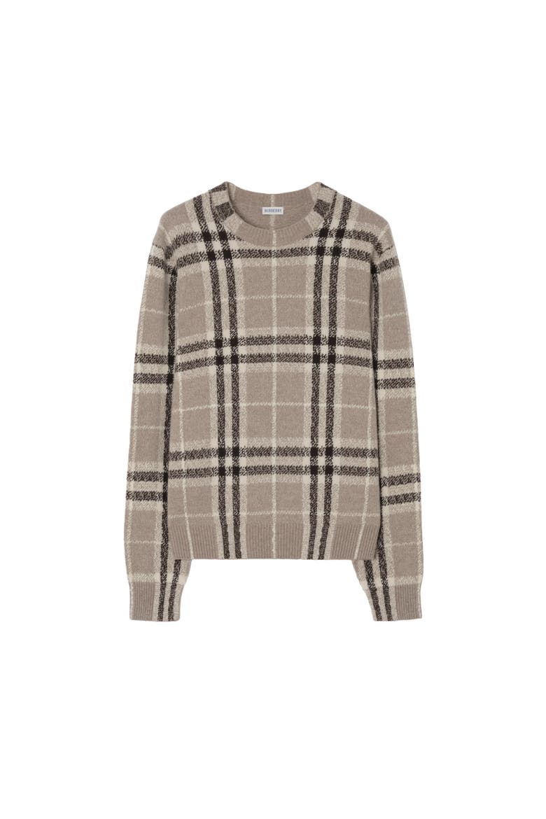 Check Cashmere Sweater, Alternate, color, Dove grey