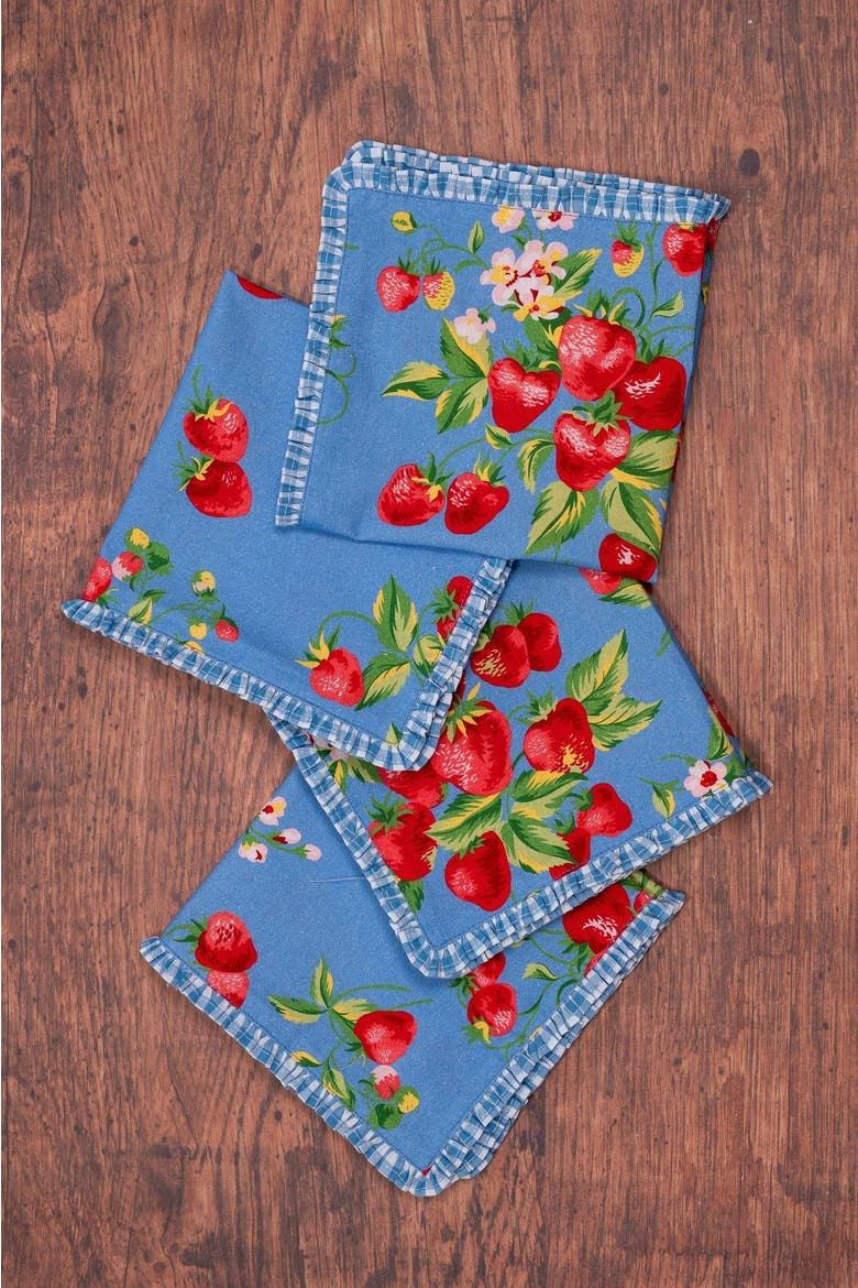 Strawberry Magic Ruffle Napkins, Set of 4, Alternate, color, Blue