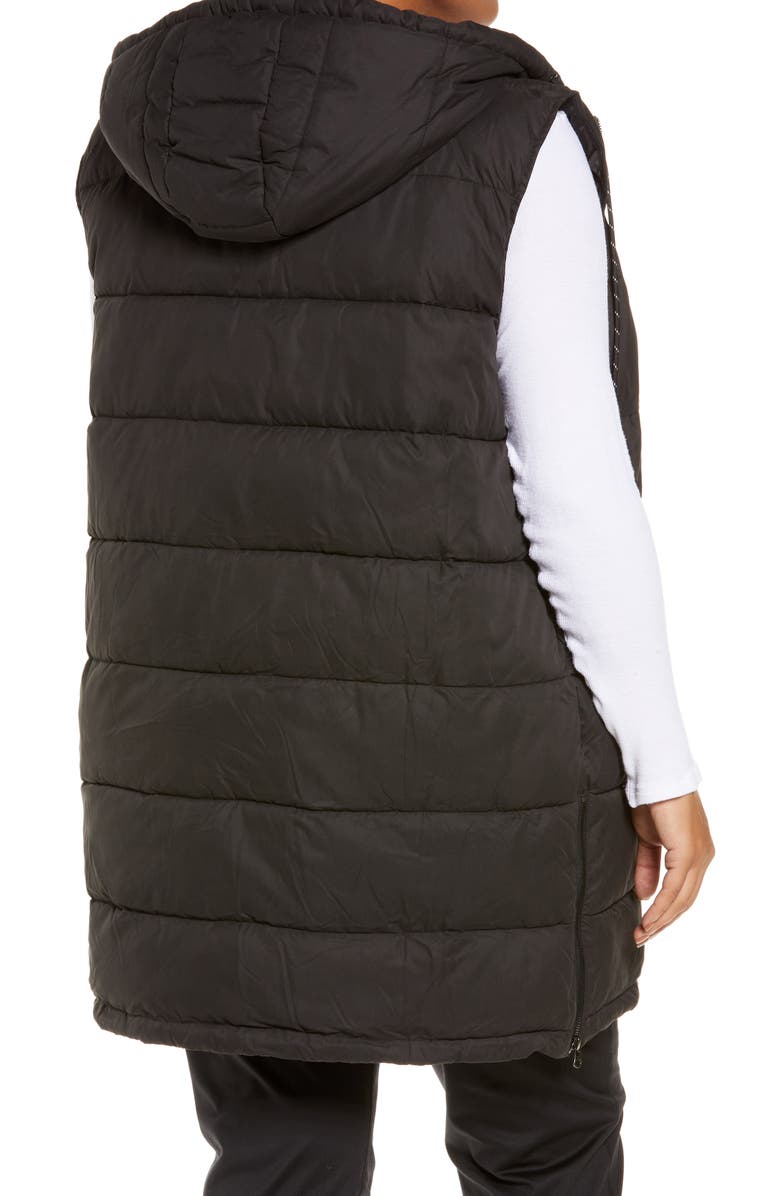 Zella Women's Long Hooded Puffer Vest, Alternate, color,