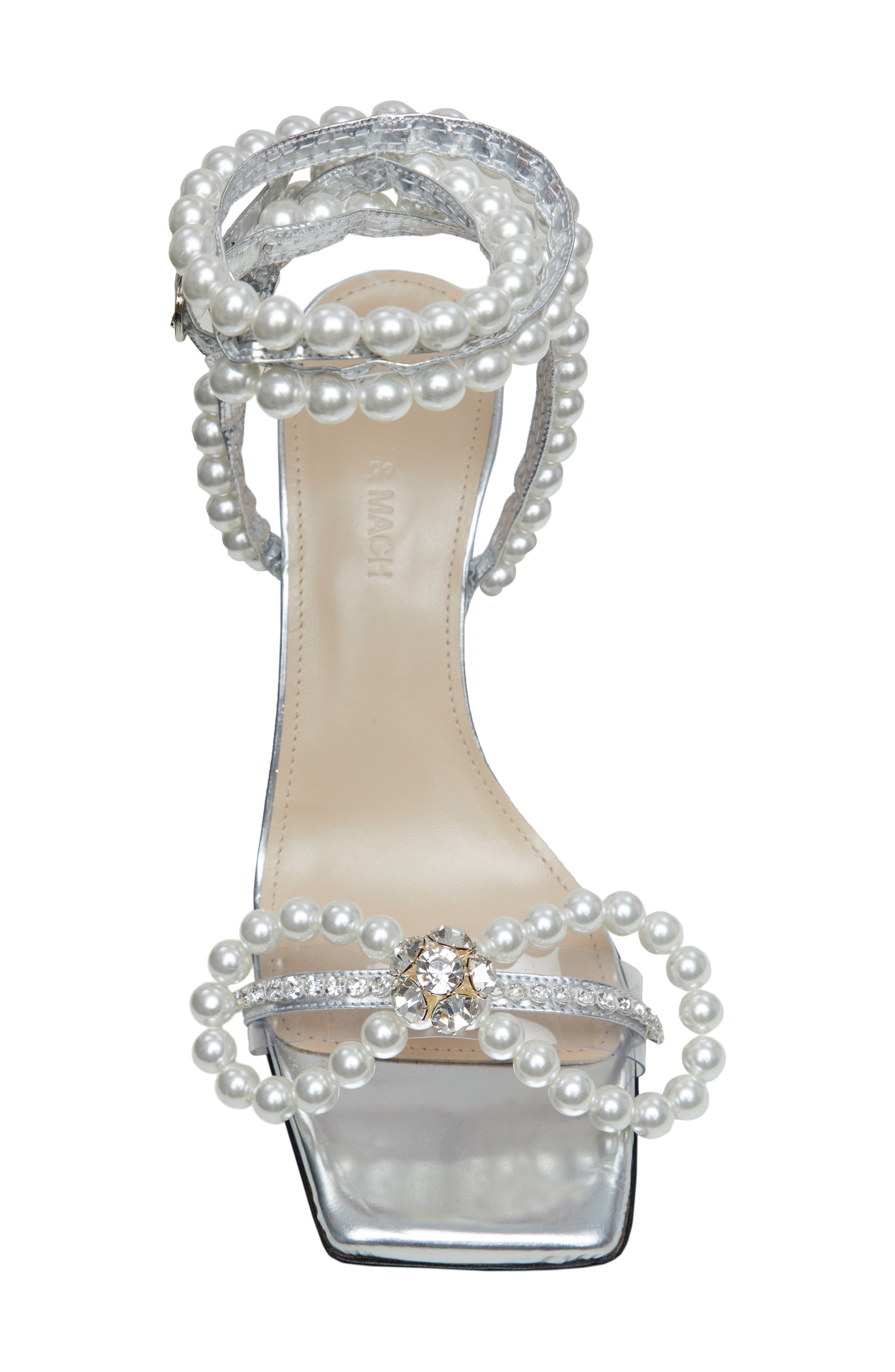 Mach & Mach Imitation Pearl Bow Sandal, Alternate, color, 