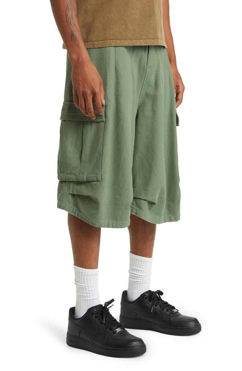 CHECKS Balloon Cotton Cargo Shorts, Alternate, color, Olive