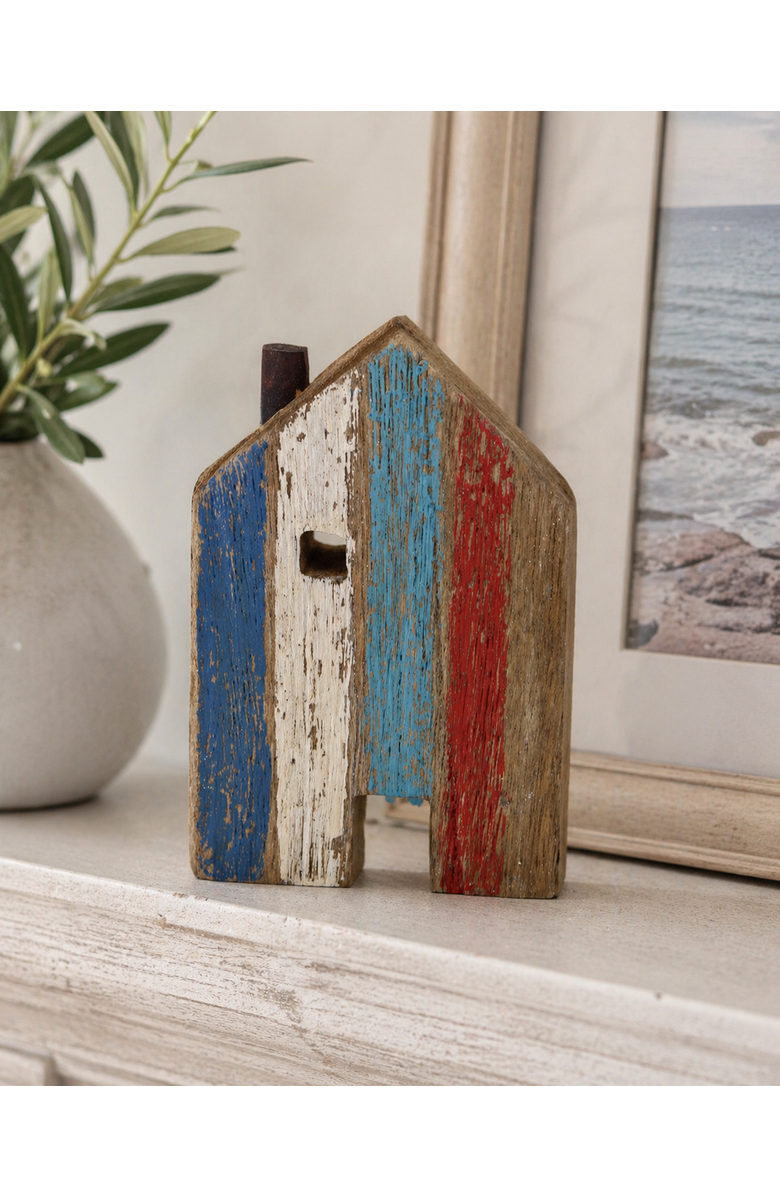 Beachcombers Wooden Seaside Village Cottage Decorative Figurine 6.5", Alternate, color, Red