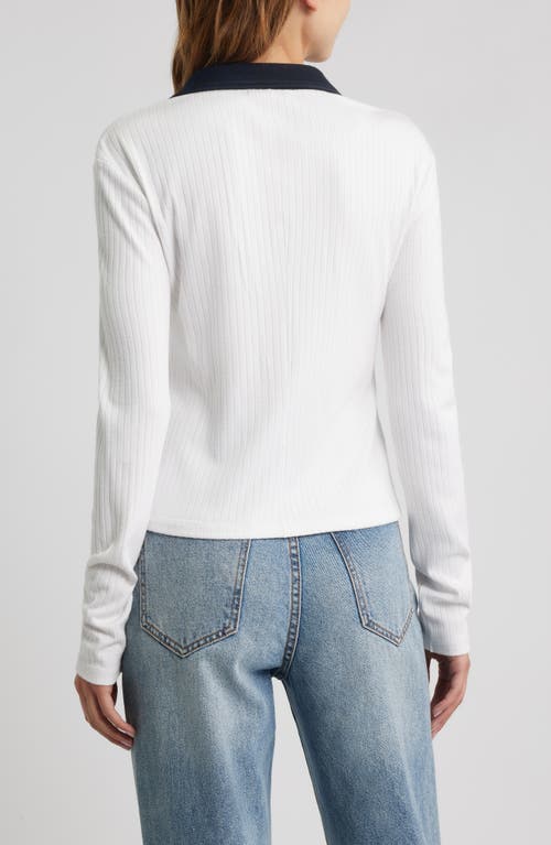 Rag & Bone Contrast Trim Rib Button-up Shirt In White