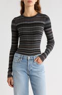 Re/Done Space Dye Stripe Rib Wool Sweater